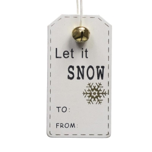 Etykieta prezent zawieszka BIAŁA Let it snow