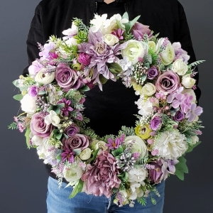 Wianek na drzwi kominek dekoracja na płytę Flora 45cm