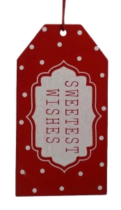 Etykieta prezent zawieszka czerwona Sweetest Wishes 