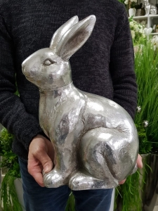 Zając srebrny figurka silver L 42cm