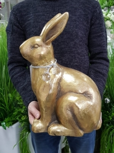 Zając złoty figurka gold L 42cm
