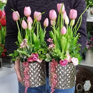 Kompozycja Erin tulipany silikon róż