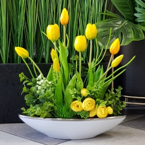 Kompozycja Canoe tulipany silikon żółte