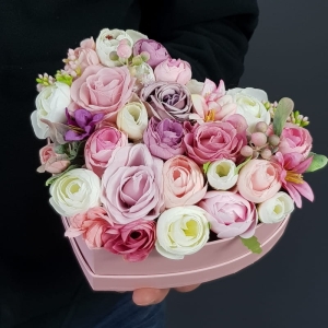 Flowerbox kwiaty w pudełku Clarisa serce S