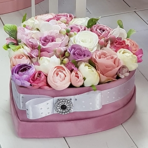 Flowerbox kwiaty w pudełku Clarisa Lux serce S