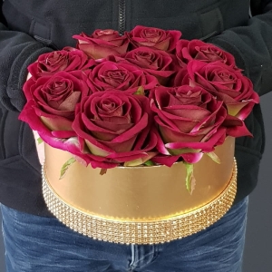 Flowerbox róże welur Luxury flowers M
