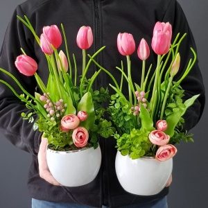 Kompozycja tulipany kwiaty Corinna silikon c.róż