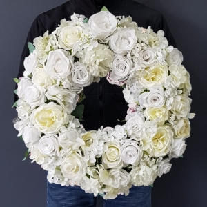 Wianek na drzwi kominek dekoracja na płytę Flora 45cm 