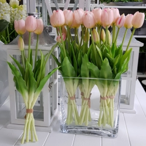 Tulipan tulipany bukiet silikon jasny róż 5 szt.