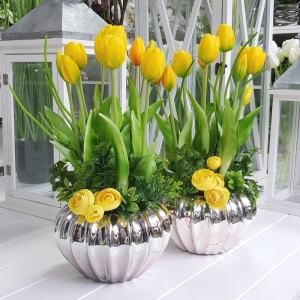 Tulipany w donicy glamour Melisa żółte