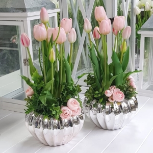 Tulipany w donicy glamour Melisa jasny róż