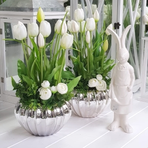 Tulipany w donicy glamour Melisa białe