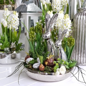 Kompozycja wiosenna Nagel hiacynty tulipany zające silver XL