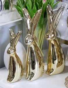 Zając zajączek ceramika figurka Nikos gold L