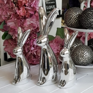 Zając zajączek ceramika figurka Nikos silver M