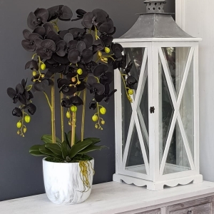 Czarny storczyk sztuczny black orchidea Marble L