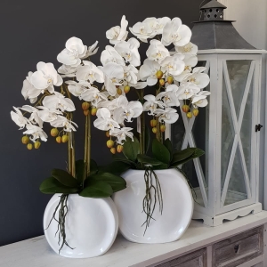 Sztuczny storczyk orchidea silikon biały Dora white L