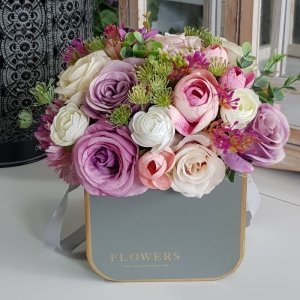 Flowerbox kwiaty w pudełku flower bag kwiatowa torebka Baggy szara S