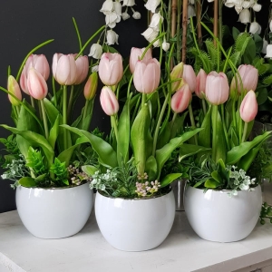 Kompozycja tulipany silikon j. róż Celine