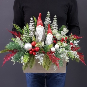 Kompozycja stroik świąteczny szary CLAUS L