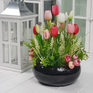 Tulipany silikonowe kompozycja Gina black różowa