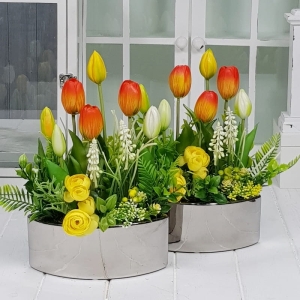  Tulipany silikonowe kompozycja Agnese mini silver pomarańcz