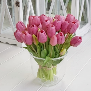 Tulipan tulipany w pęczku bukiet silikon brudny róż 5 szt. 26cm