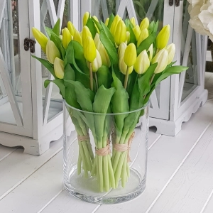 Tulipan tulipany pąki silikon premium 7szt. biało-zielony 32cm