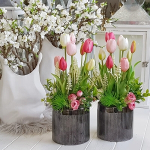 Tulipany silikonowe kompozycja Strip black różowa