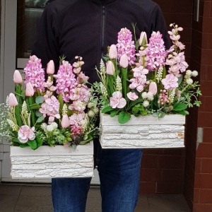 Tulipany hiacynty różowa kompozycja UNNA 