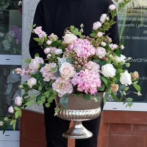 Kwiatowa kompozycja kielich Armonia silver pink XL
