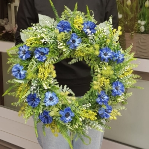 Wianek na drzwi kominek  kwiatowa dekoracja Summer 45cm