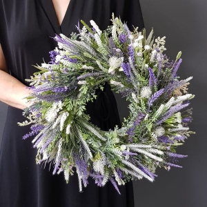 Wianek na drzwi kominek dekoracja na stół Diana 35-40cm fiolety