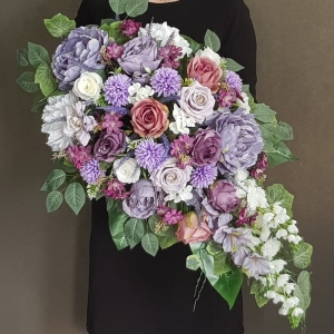 Kompozycja funeralna wiązanka nagrobna stroik na grób Anila 90cm fiolety