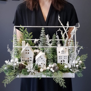 Kompozycja święta domek metal 3 domki Home L 45 cm 