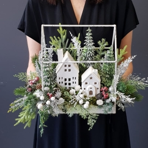 Kompozycja święta domek metal 2 domki Home M 40 cm