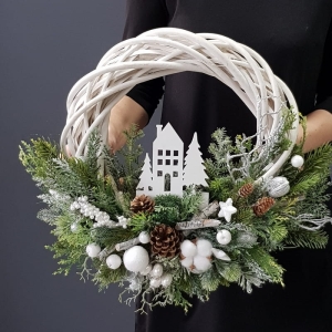 Wianek na drzwi kompozycja świąteczna HOME 45 cm wz.1