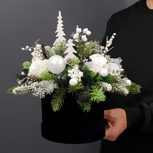 Flowerbox kompozycja świąteczna czarna Iker XL