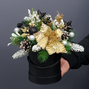 Flowerbox kompozycja świąteczna czarna Belen wz.1 S 