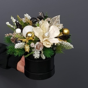 Flowerbox kompozycja świąteczna czarna Belen wz.2 S 