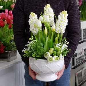 Kompozycja hiacynty tulipany silikon Imelda white