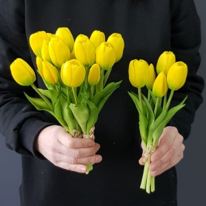Tulipan tulipany silikon premium 26cm bukiet 5szt. żółte