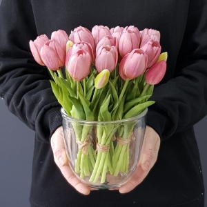 Tulipan tulipany silikon premium 26cm bukiet 5szt. średni róż
