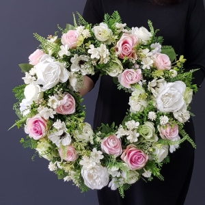 Wianek na drzwi kwiatowy wiosna lato wianki Aurelia 50cm wz.2