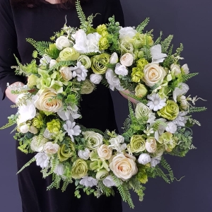 Wianek na drzwi kwiatowy wiosna lato wianki Aurelia 50cm wz.6