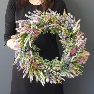 Wianek na drzwi kominek dekoracja wrzosy Erica 45cm wz.2