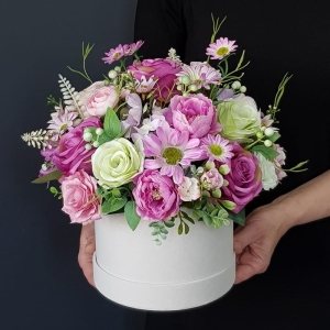 Flowerbox na prezent kwiaty premium box welur Salita L