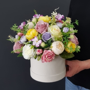 Flowerbox na prezent kwiaty premium box welur Sarta L