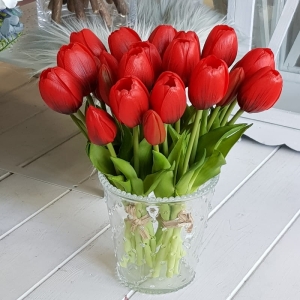 Tulipan tulipany w pęczku bukiet silikon czerwone 5 szt. 26cm