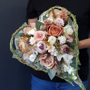 "Jesienne impresje" kompozycja funeralna wiązanka nagrobna stroik na grób serce